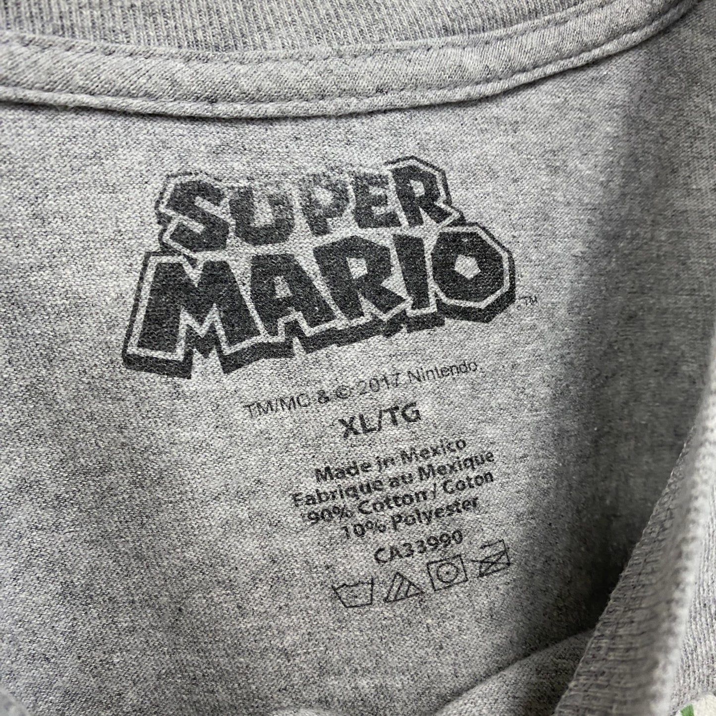 Nintendo　任天堂　SUPER MARIO　スーパーマリオ　半袖プリントTシャツ　灰色　グレー　XLサイズ