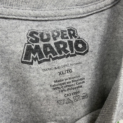 Nintendo　任天堂　SUPER MARIO　スーパーマリオ　半袖プリントTシャツ　灰色　グレー　XLサイズ