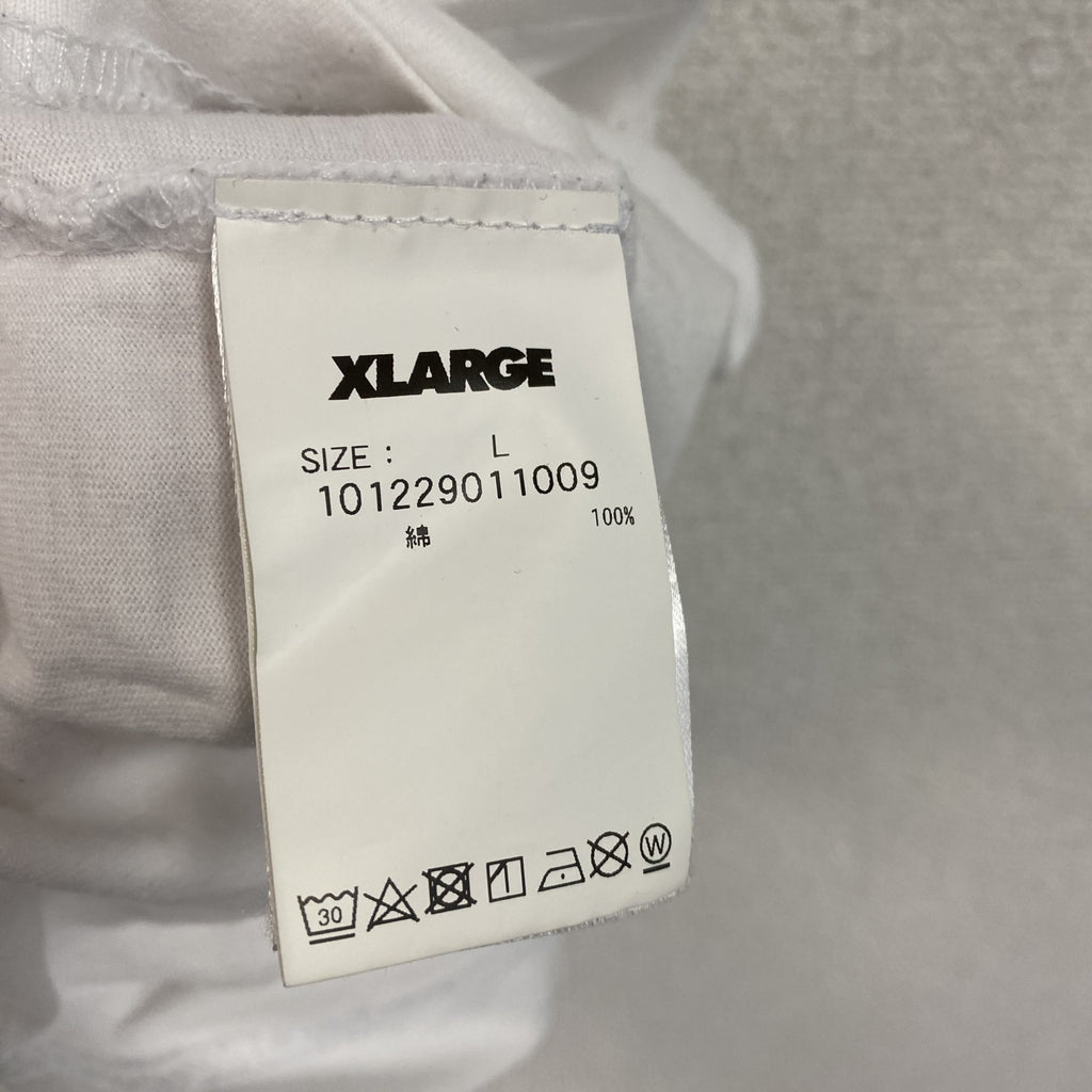 X-LARGE　エクストララージ　半袖プリントTシャツ　デカロゴ　両面プリント　白　ホワイト　Lサイズ　古着