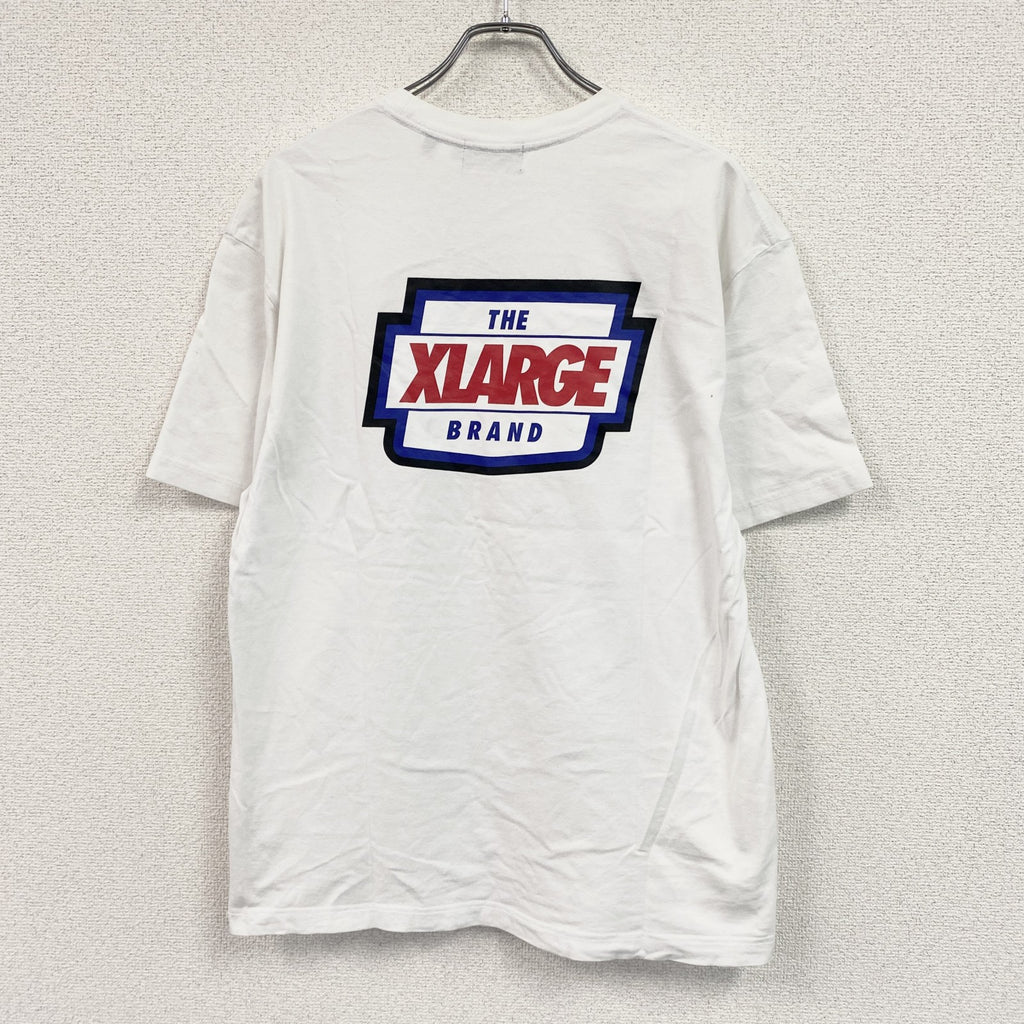 X-LARGE　エクストララージ　半袖プリントTシャツ　デカロゴ　両面プリント　白　ホワイト　Lサイズ　古着