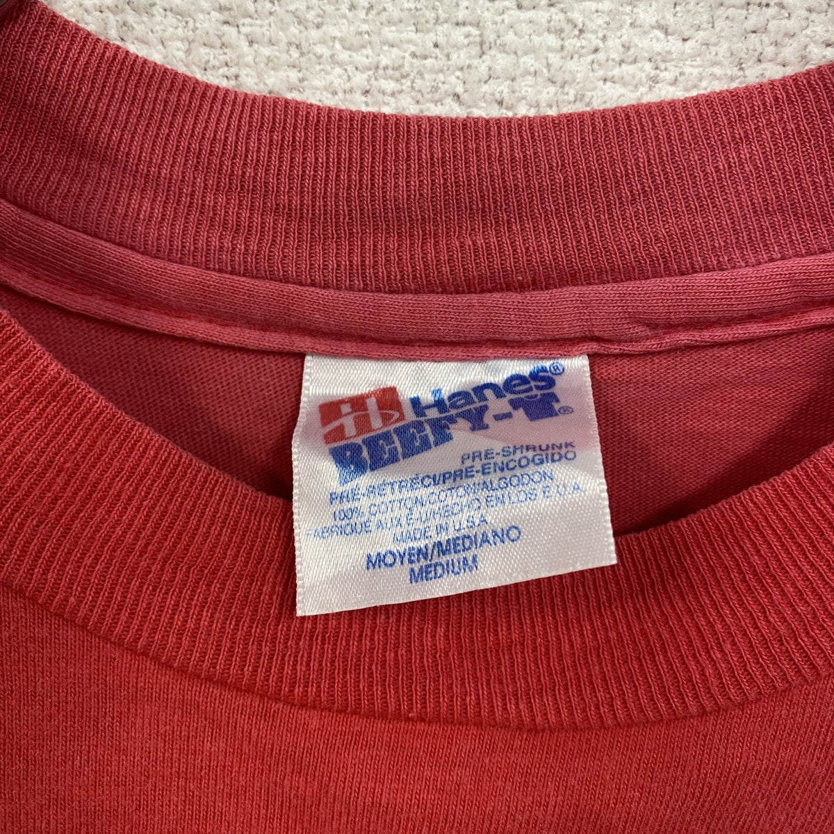 90s　Hanes　ヘインズ　半袖プリントTシャツ　シングルステッチ　フェード　HAWAII　スーベニア　赤　レッド　Mサイズ　　ヴィンテージ　古着