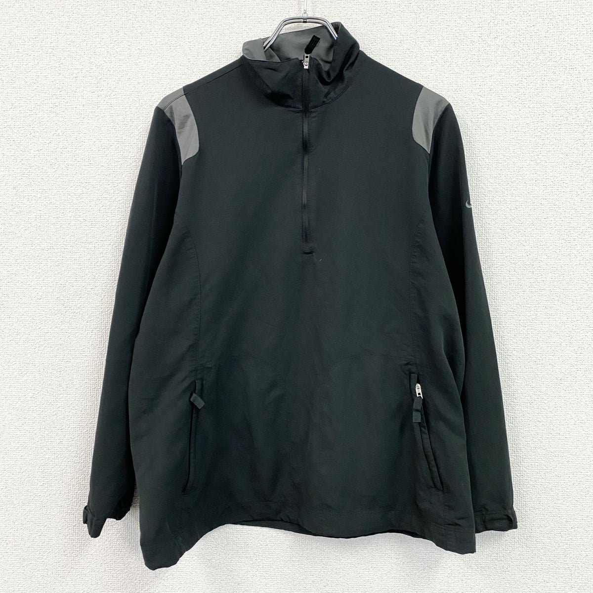 NIKE GOLF　ナイキゴルフ　ハーフジップトラックジャケット/ジャージ　スウッシュ　黒　ブラック　Lサイズ　古着