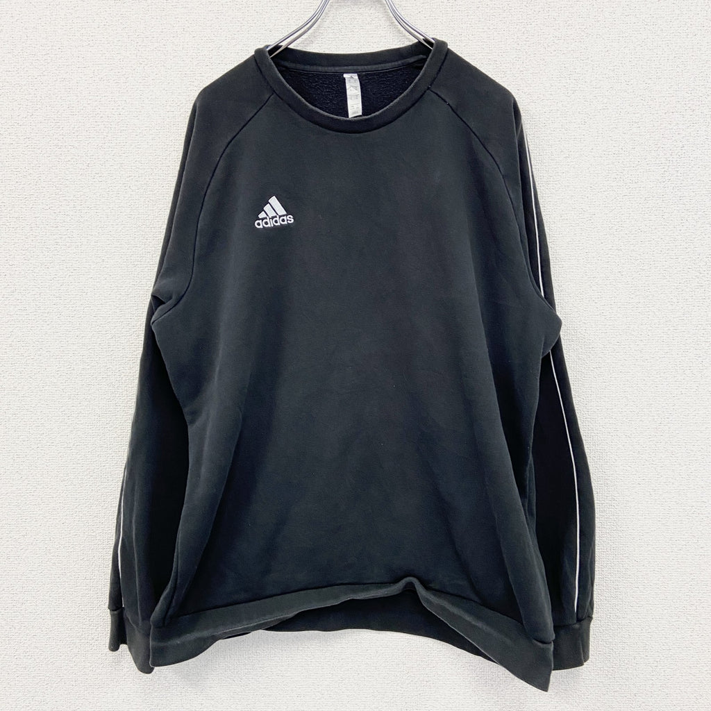 adidas　アディダス　スウェット/トレーナー　ラグランスリーブ　パフォーマンスロゴ　刺繍ロゴ　黒　ブラック　XLサイズ　古着