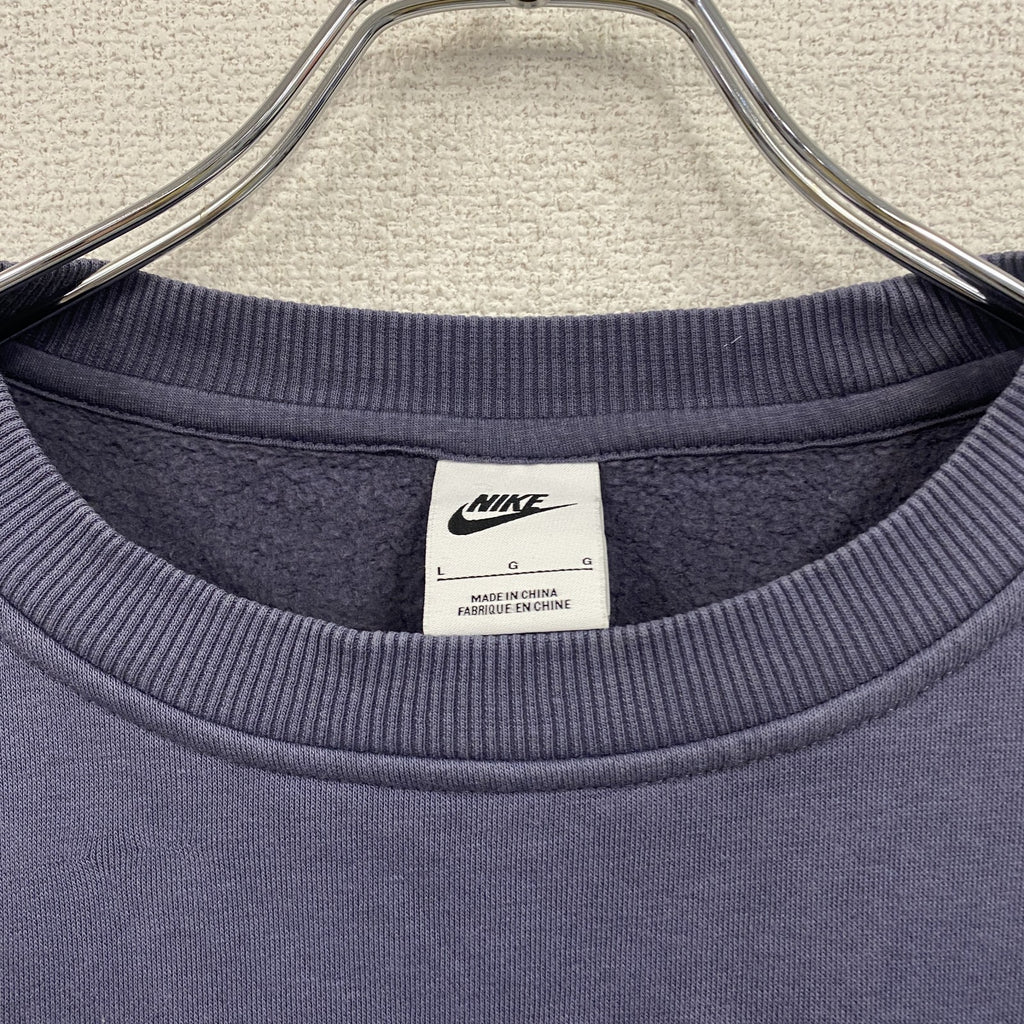 NIKE　ナイキ　スウェット/トレーナー　スウッシュ　フェード　刺繍ロゴ　ワンポイント　紺　ネイビー　Lサイズ　古着