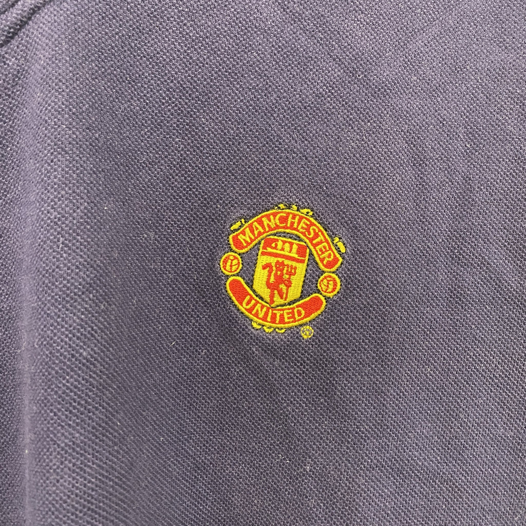 Manchester United　半袖Tシャツ　刺ロゴ　紺　ネイビー　Mサイズ　古着
