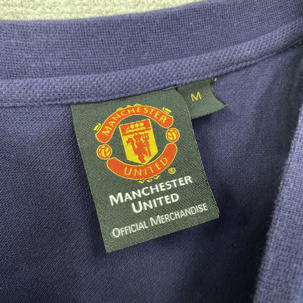 Manchester United　半袖Tシャツ　刺ロゴ　紺　ネイビー　Mサイズ　古着
