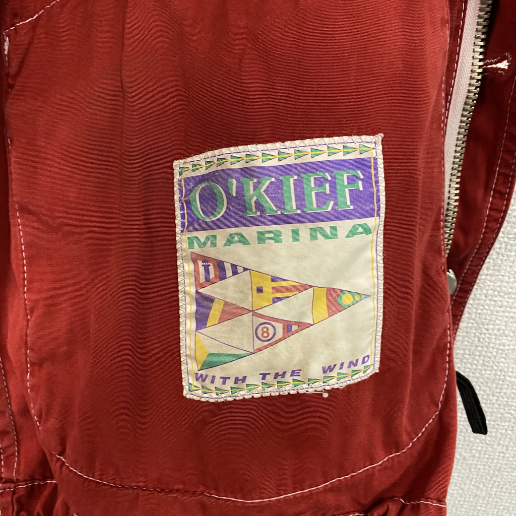 O’KIEF MARINA　ハンティングジャケット　4つポケット　刺繍ロゴ　個性的　赤　レッド　XLサイズ　古着