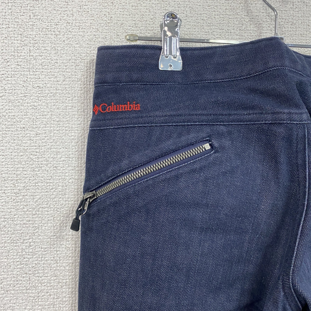 Columbia　コロンビア　ホワイトストーンポイントパンツ　刺繍ロゴ　ジップフライ　インディゴ　Sサイズ　古着