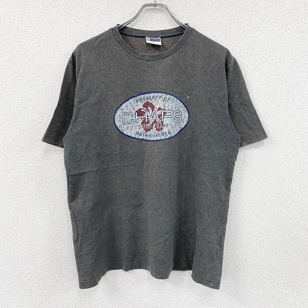 CHAPS　チャップス　半袖プリントTシャツ　グレー　Lサイズ　古着