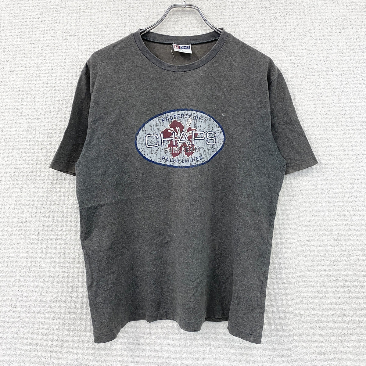 CHAPS　チャップス　半袖プリントTシャツ　グレー　Lサイズ　古着