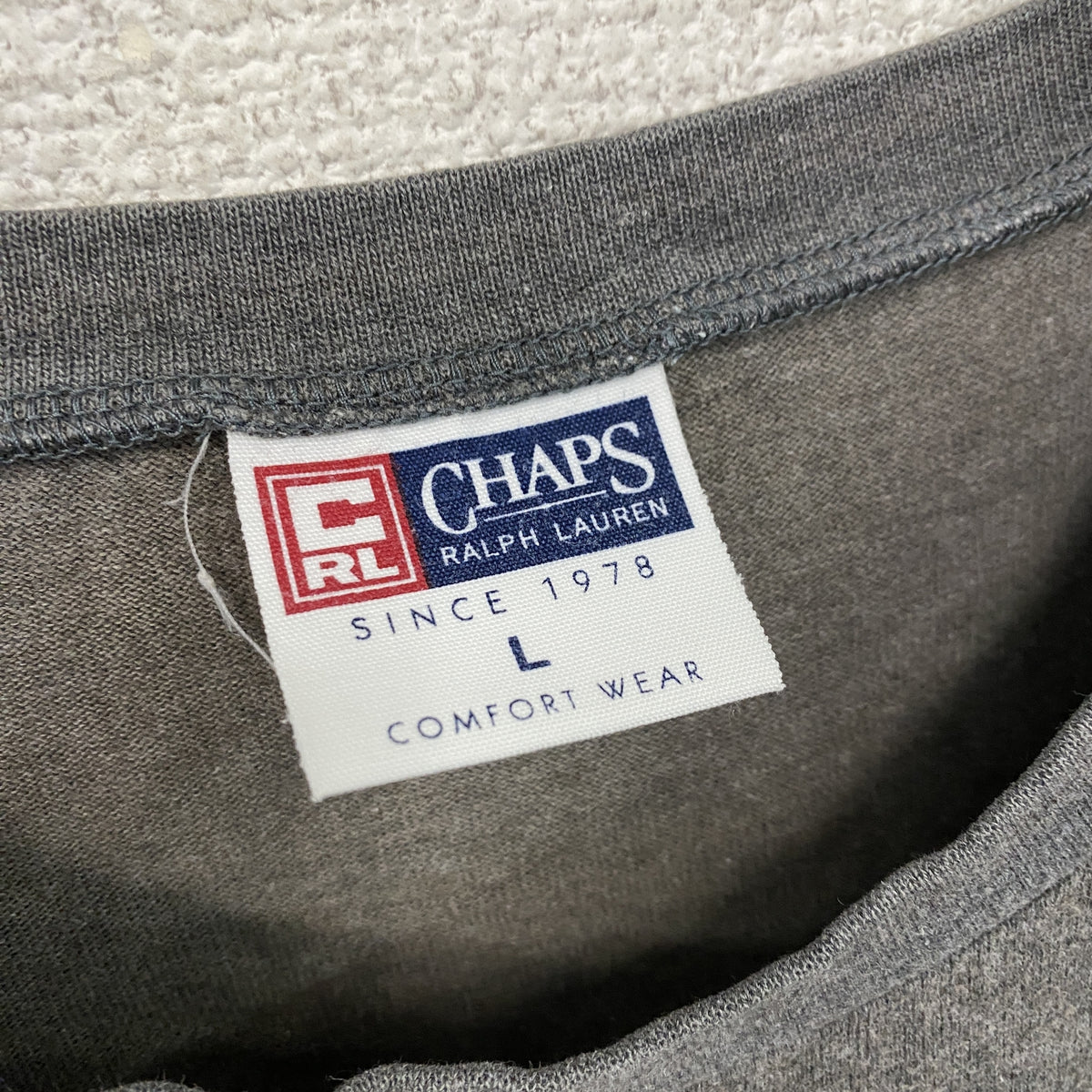 CHAPS　チャップス　半袖プリントTシャツ　グレー　Lサイズ　古着
