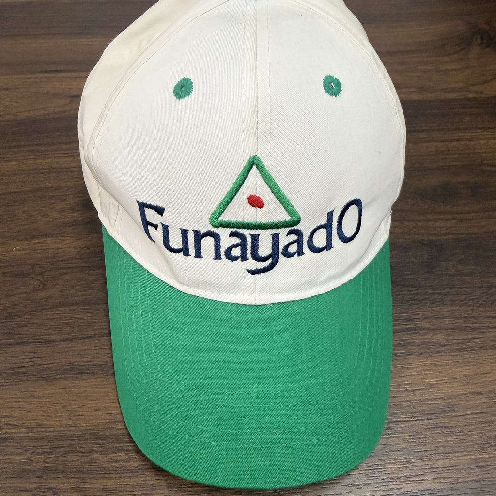 Funayado　キャップ　刺　白　ホワイト　緑　グリーン　Fサイズ　古着