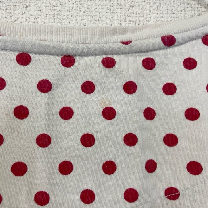 半袖ロゴプリントクルーネックTシャツ　ドット柄　水玉模様　CHILL HOMME　白　ホワイト　赤　レッド　レトロデザイン　古着