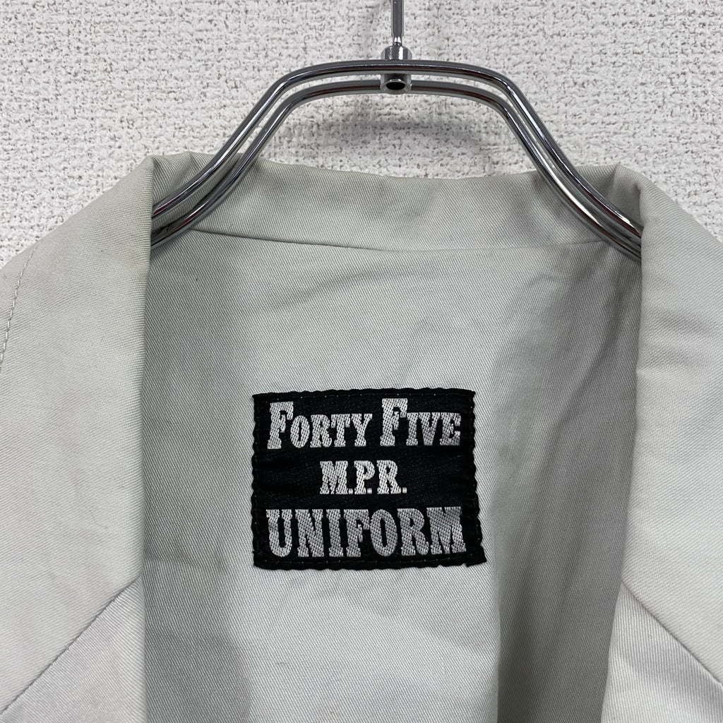 ～80s　UNIFORM 45 MPR　テーラードジャケット　ワークジャケット　ワッペン　ヴィンテージ　ライトグレー　48サイズ　古着