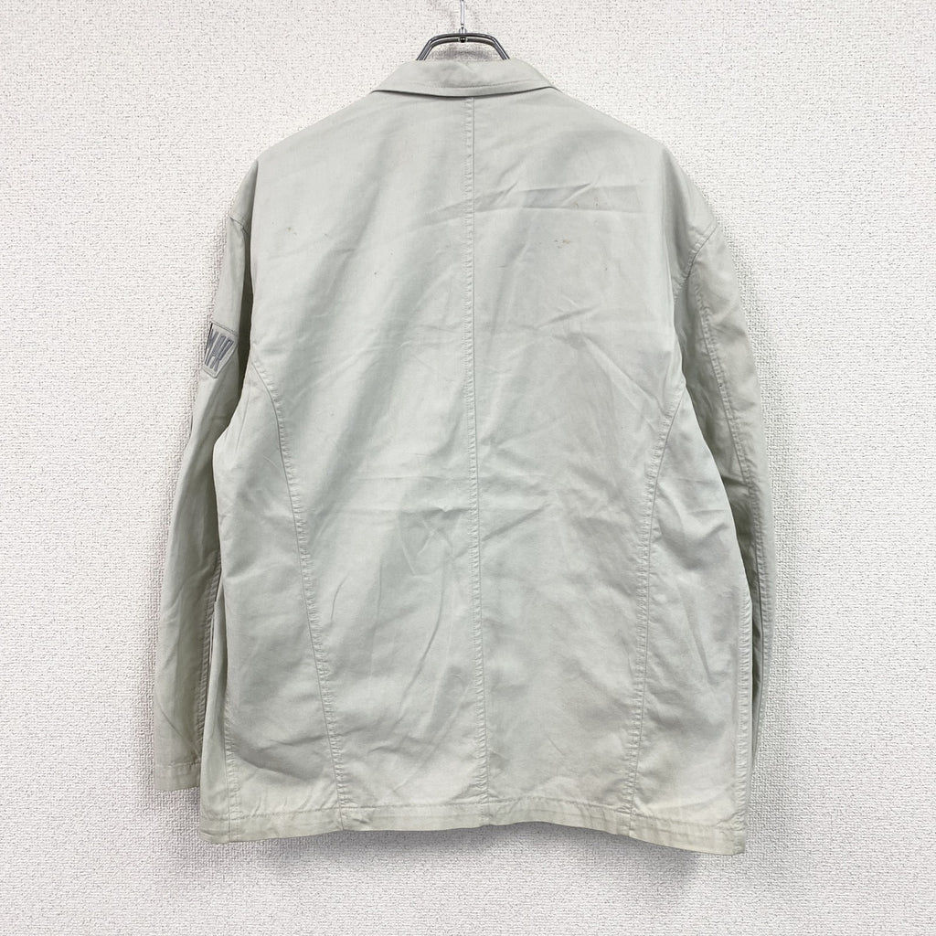 ～80s　UNIFORM 45 MPR　テーラードジャケット　ワークジャケット　ワッペン　ヴィンテージ　ライトグレー　48サイズ　古着