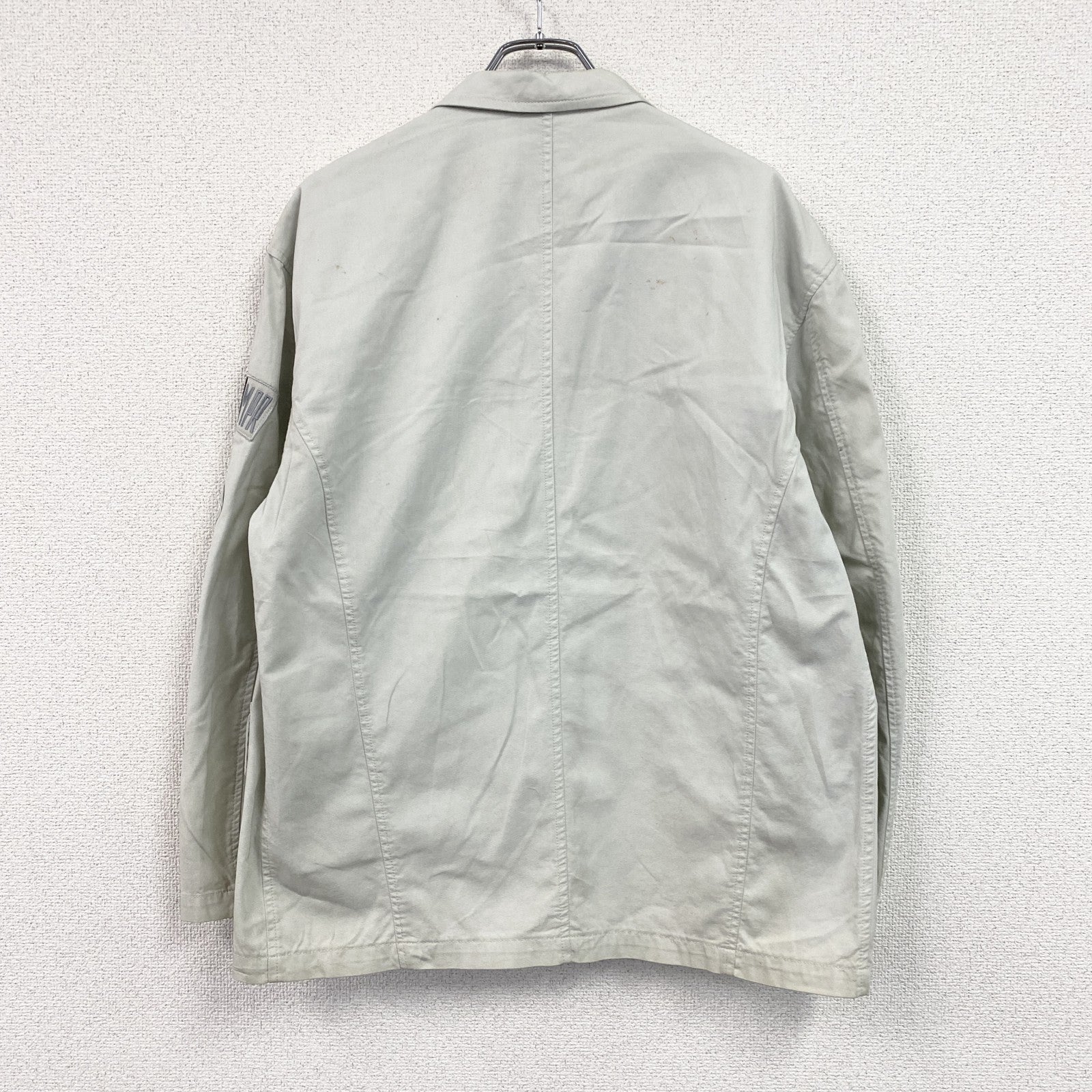 ～80s　UNIFORM 45 MPR　テーラードジャケット　ワークジャケット　ワッペン　ヴィンテージ　ライトグレー　48サイズ　古着