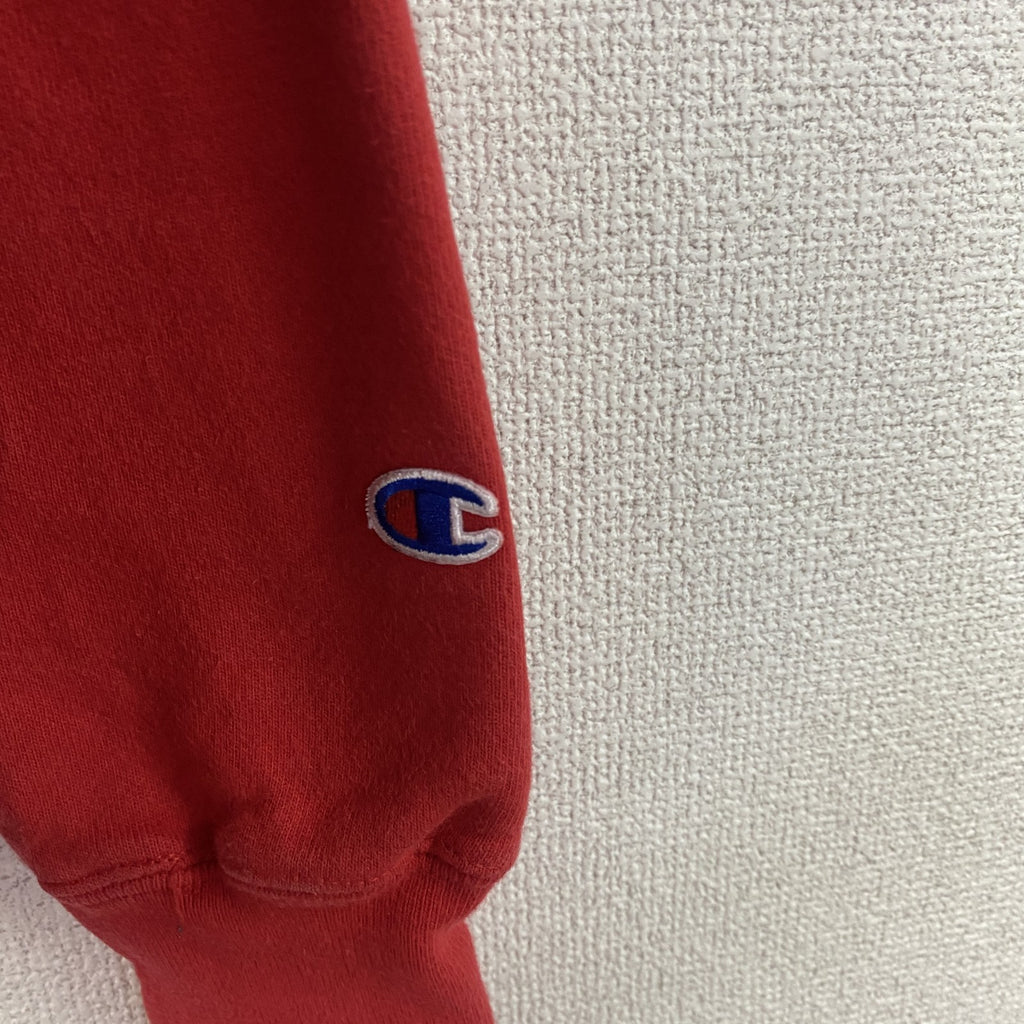 Champion　チャンピオン　リバースウィーブ　スウェット/トレーナー　フェード　デカロゴ　ワッペン　現行　赤　レッド　Sサイズ スウェットトップス メンズ コットン 古着