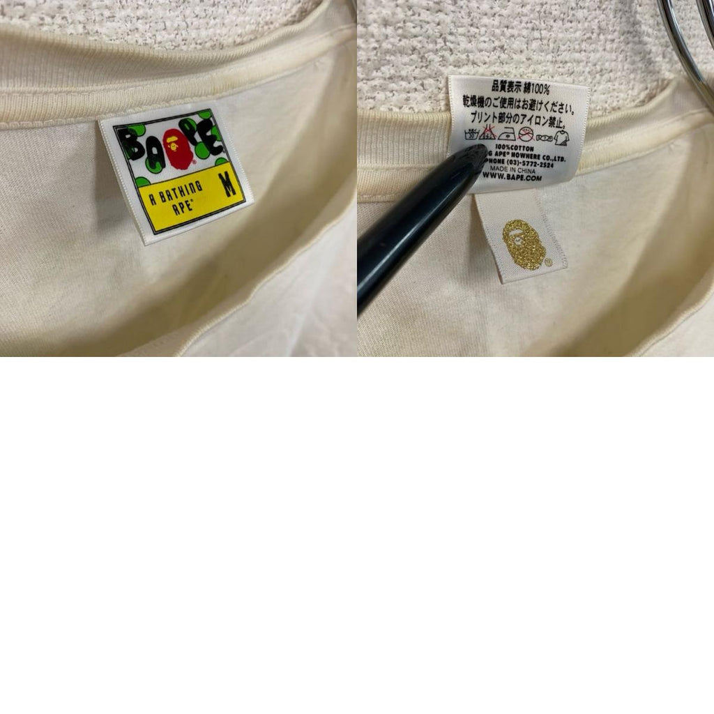 A BATHING APE　アベイシングエイプ　半袖プリントTシャツ　白　ホワイト　Mサイズ 　古着