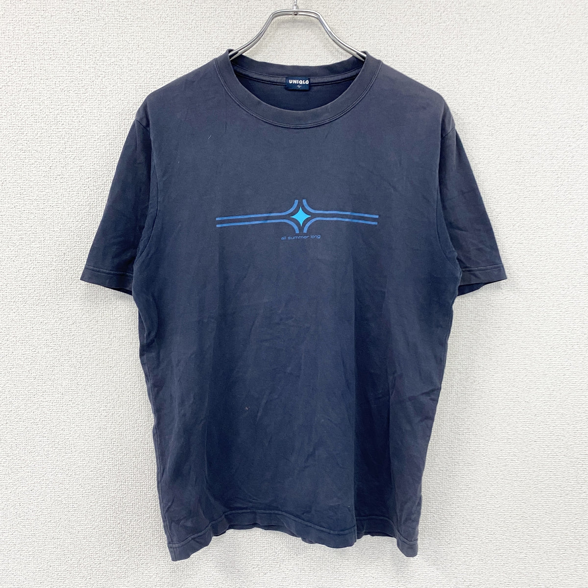 UNIQLO　ユニクロ　半袖プリントTシャツ　紺　ネイビー　Lサイズ　古着