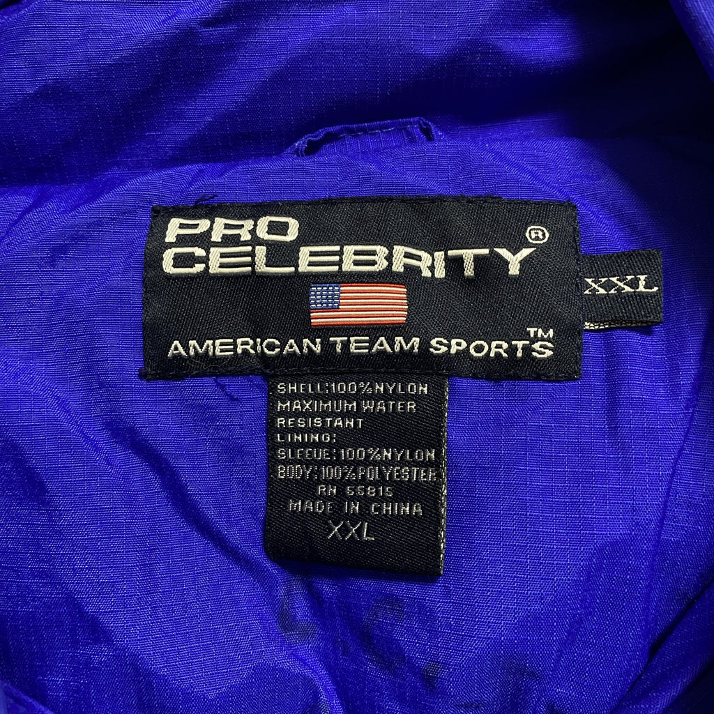 PRO CELEBRITY　長袖ハーフジップブルゾン　ポイント刺繍　FOLSOM　フットボール　青　ブルー　2XLサイズ　古着