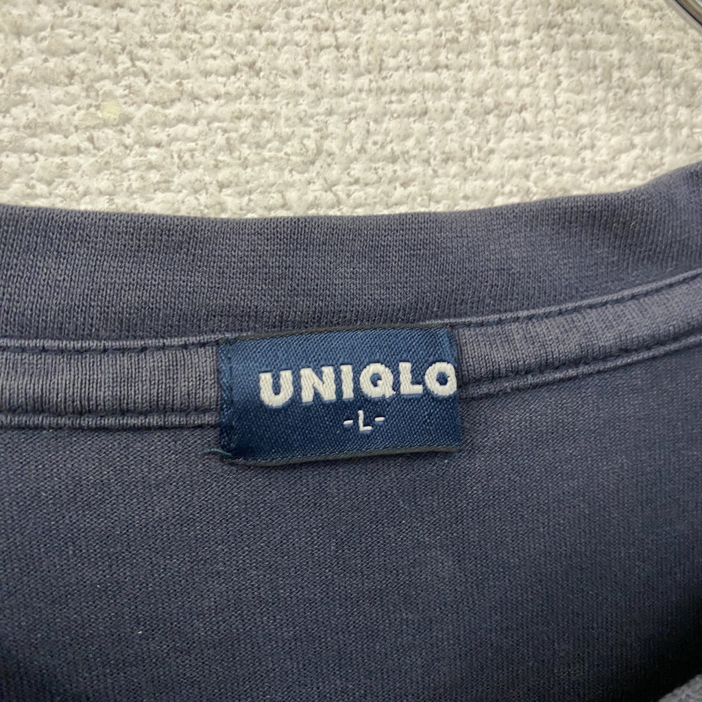 UNIQLO　ユニクロ　半袖プリントTシャツ　紺　ネイビー　Lサイズ　古着