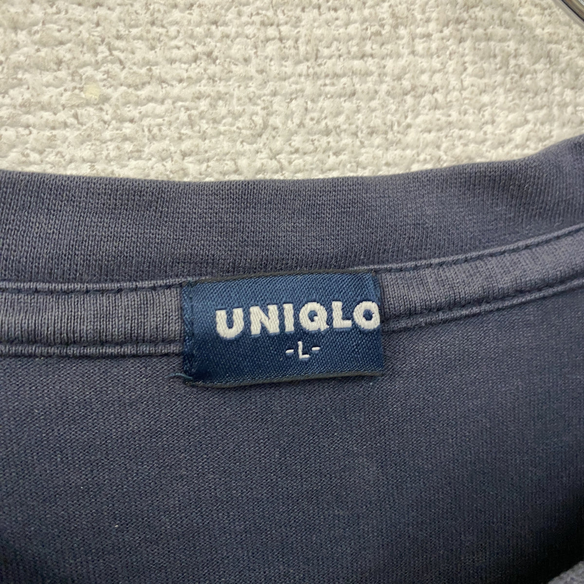 UNIQLO　ユニクロ　半袖プリントTシャツ　紺　ネイビー　Lサイズ　古着