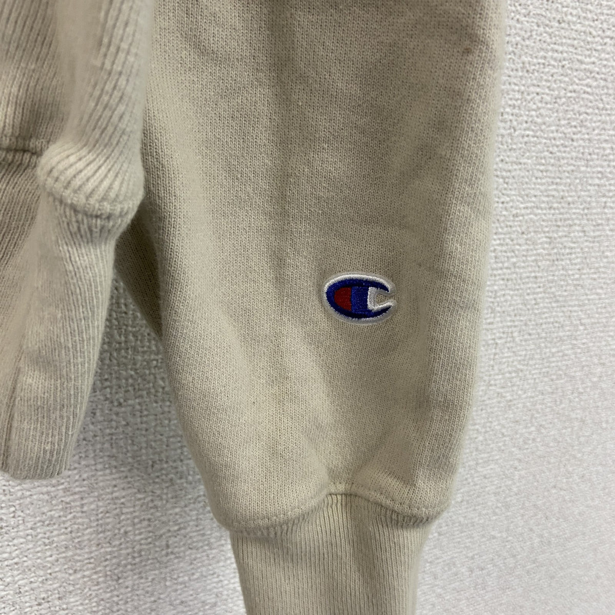 Champion　チャンピオン　リバースウィーブ　スウェットパーカー/フーディー　企業ロゴ　ワンポイント　現行　ベージュ　Mサイズ　古着