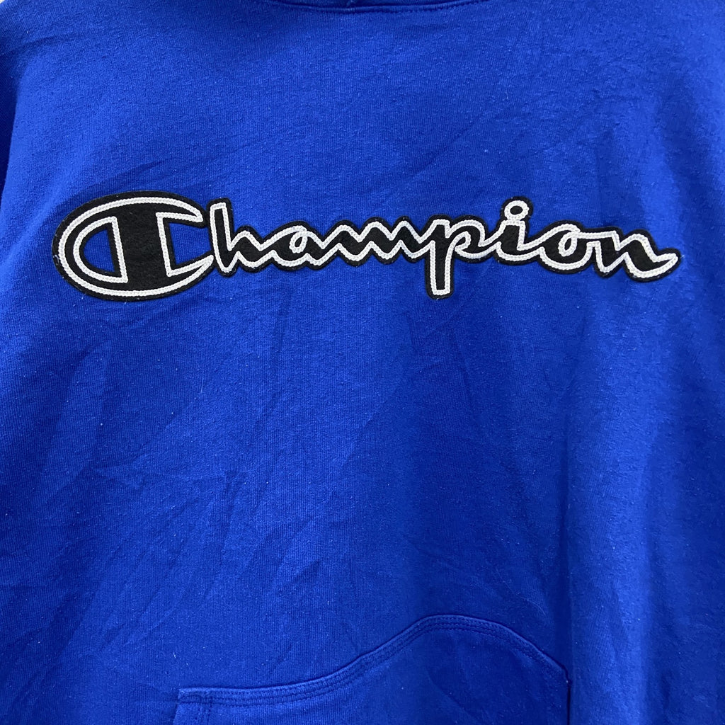 Champion　チャンピオン　スウェットパーカー/フーディー　ワッペン　現行　青　ブルー　Mサイズ　古着