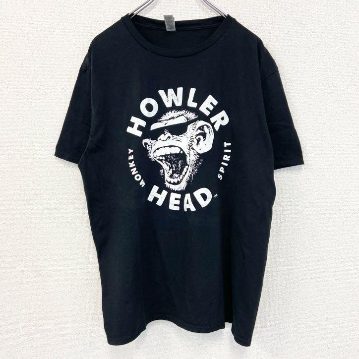 GILDAN ギルダン　半袖アルコールプリントTシャツ　Howler Head　ウィスキー　お酒　黒　ブラック　Lサイズ　古着