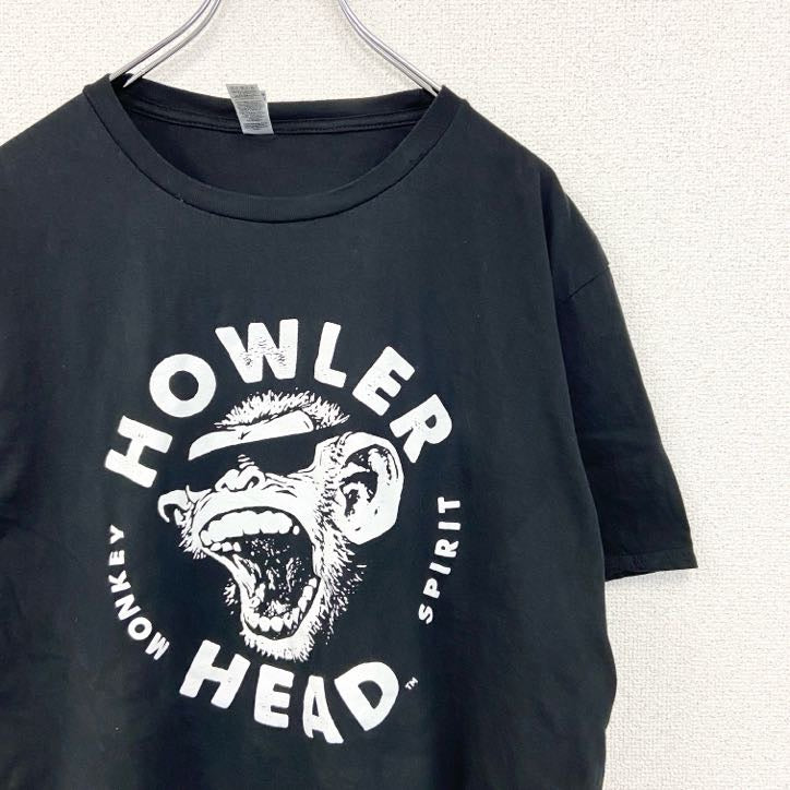 GILDAN ギルダン　半袖アルコールプリントTシャツ　Howler Head　ウィスキー　お酒　黒　ブラック　Lサイズ　古着
