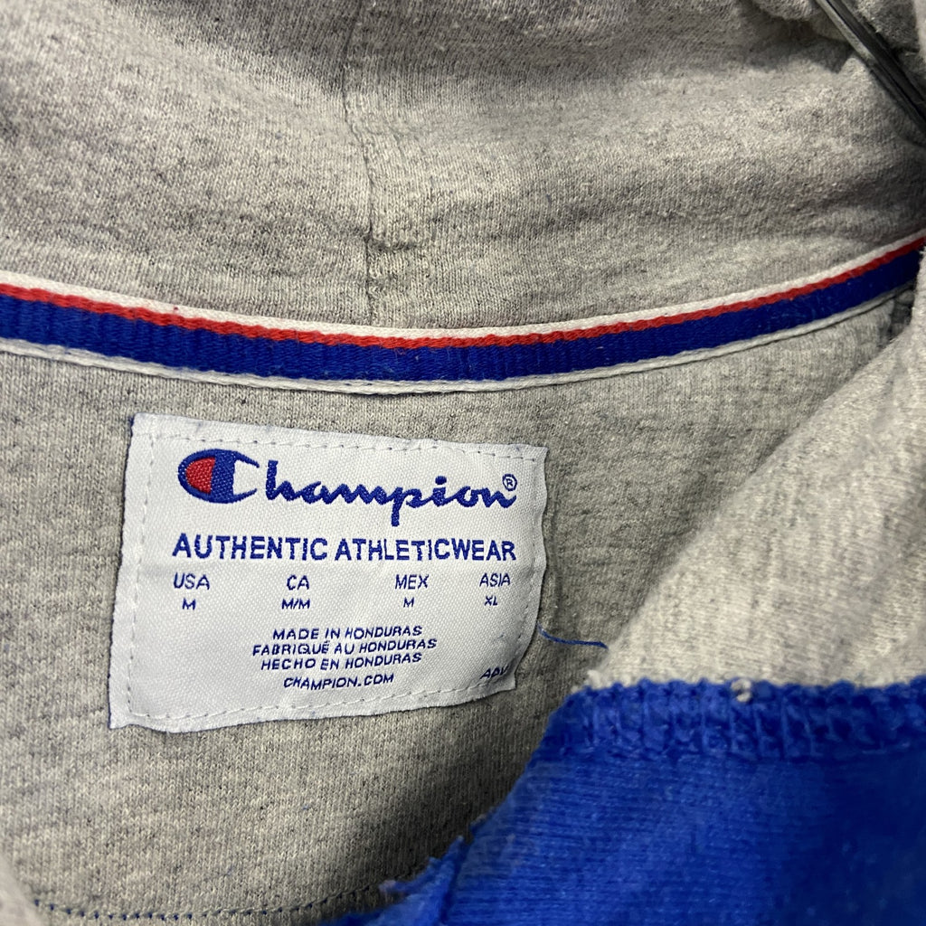 Champion　チャンピオン　スウェットパーカー/フーディー　ワッペン　現行　青　ブルー　Mサイズ　古着
