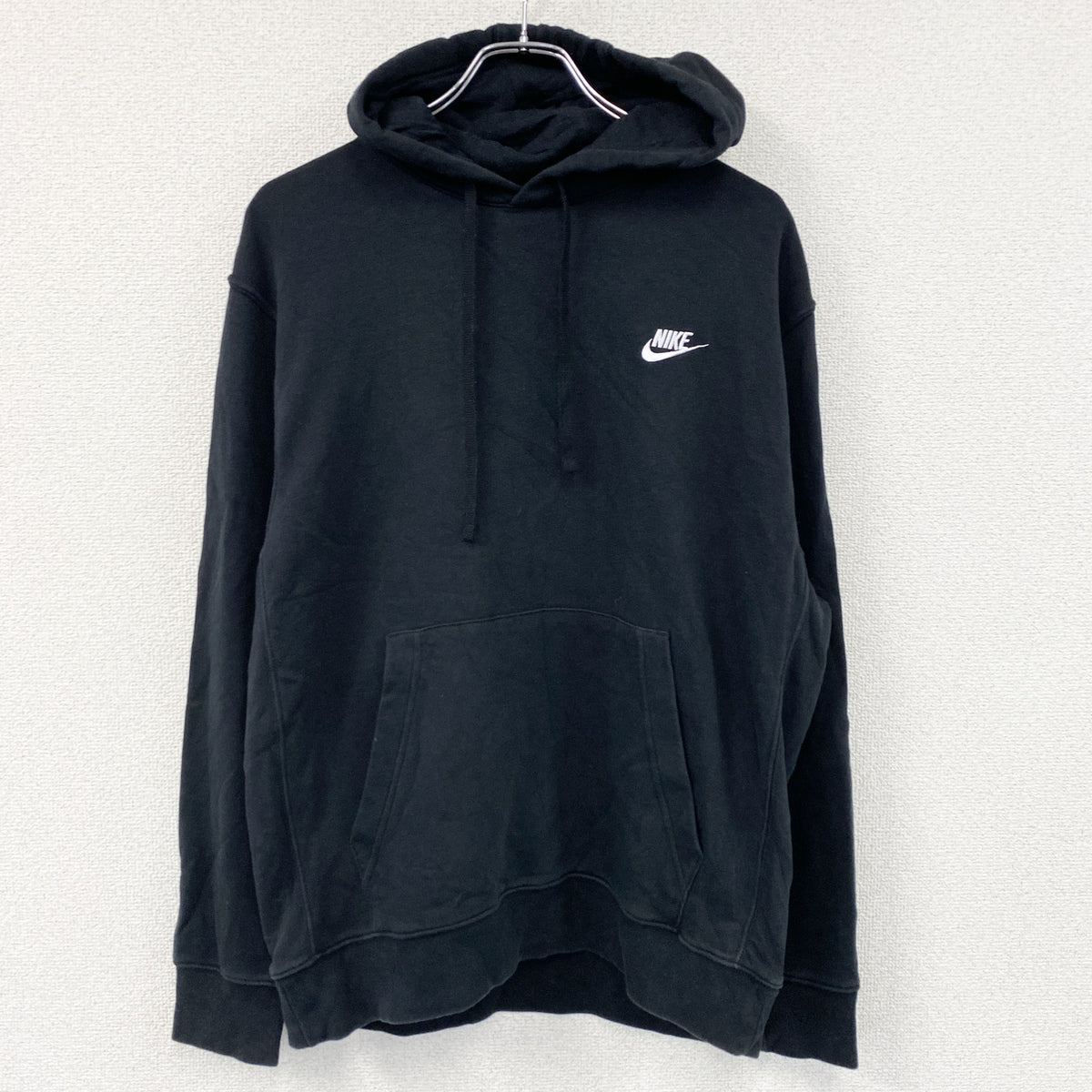 NIKE　ナイキ　スウェットパーカー/フーディー　刺ロゴ　黒　ブラック　XLサイズ トレーナー スウェットトップス フード付き 古着