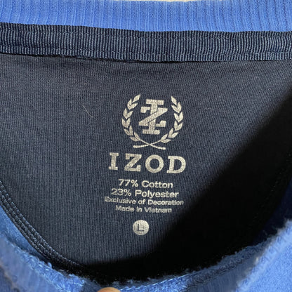 古着 used　IZOD　長袖ワンポイント刺繍スウェット　トレーナー　水色　青　レトロデザイン　Lサイズ