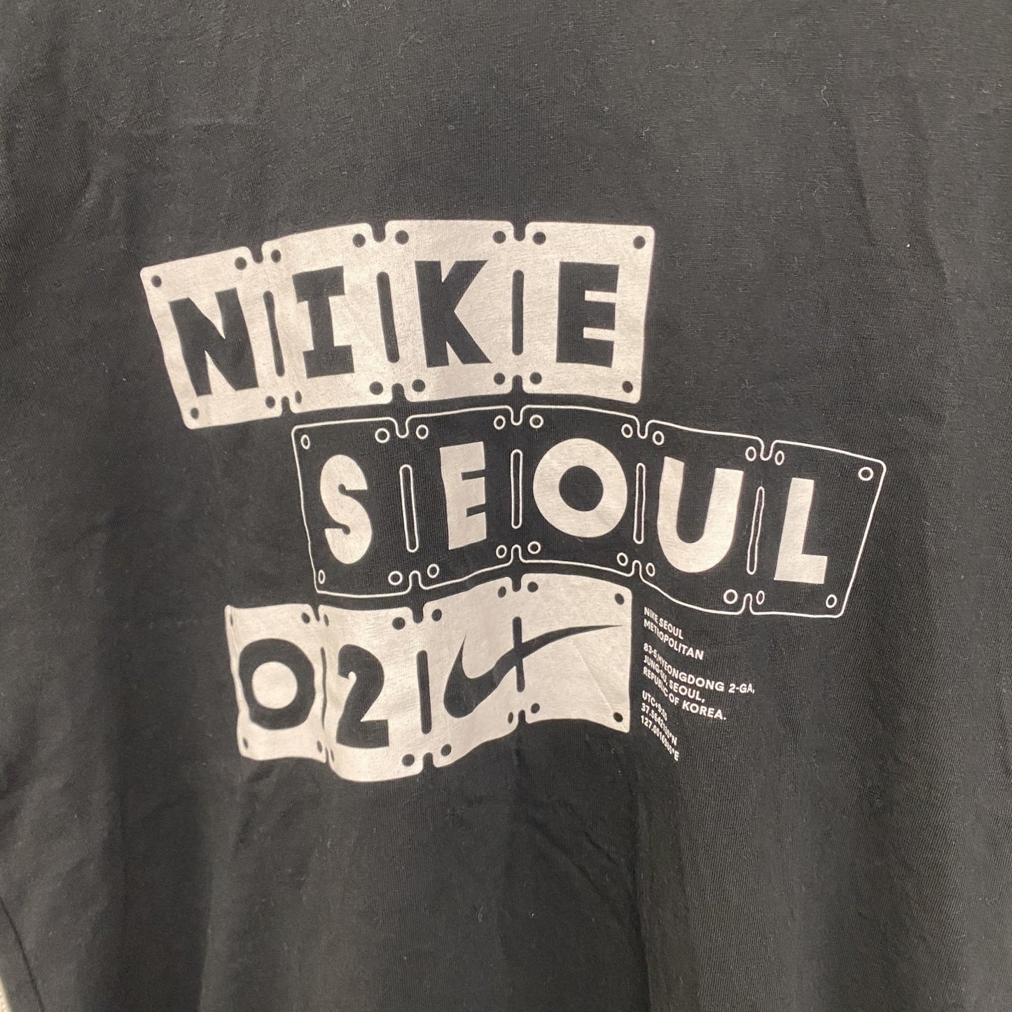 NIKE AIR JORDAN　ナイキエアジョーダン　半袖プリントTシャツ　スウッシュマーク　黒　Lサイズ