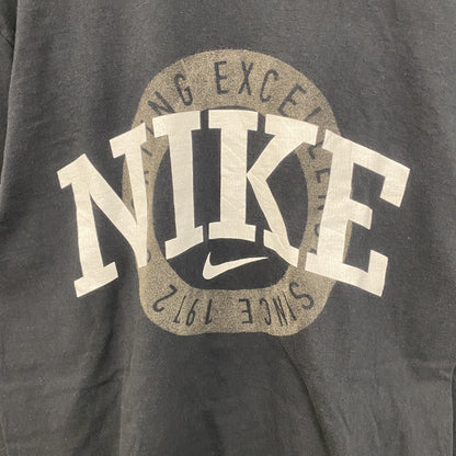 古着 used　NIKE　ナイキ　長袖プリントTシャツ　ロンT　ビッグロゴ　スウッシュマーク　黒　ブラック　クルーネック　Mサイズ