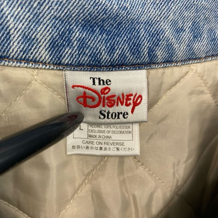 Disney Store　ディズニーストア　デニムスタジャン/スタジアムジャケット　ティガー　ライトブルー　アイボリー　Lサイズ　古着