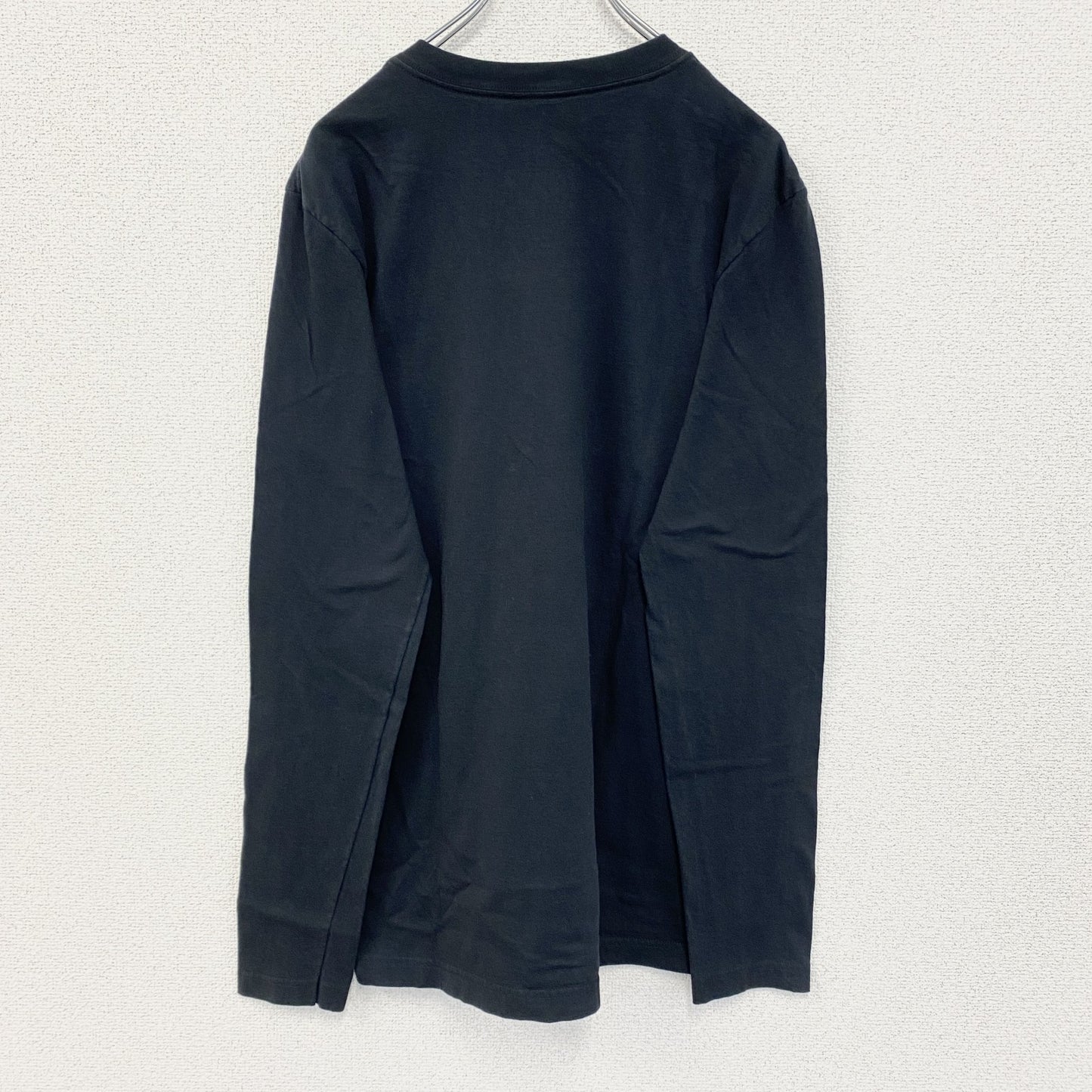 古着 used　NIKE　ナイキ　長袖プリントTシャツ　ロンT　ビッグロゴ　スウッシュマーク　黒　ブラック　クルーネック　Mサイズ