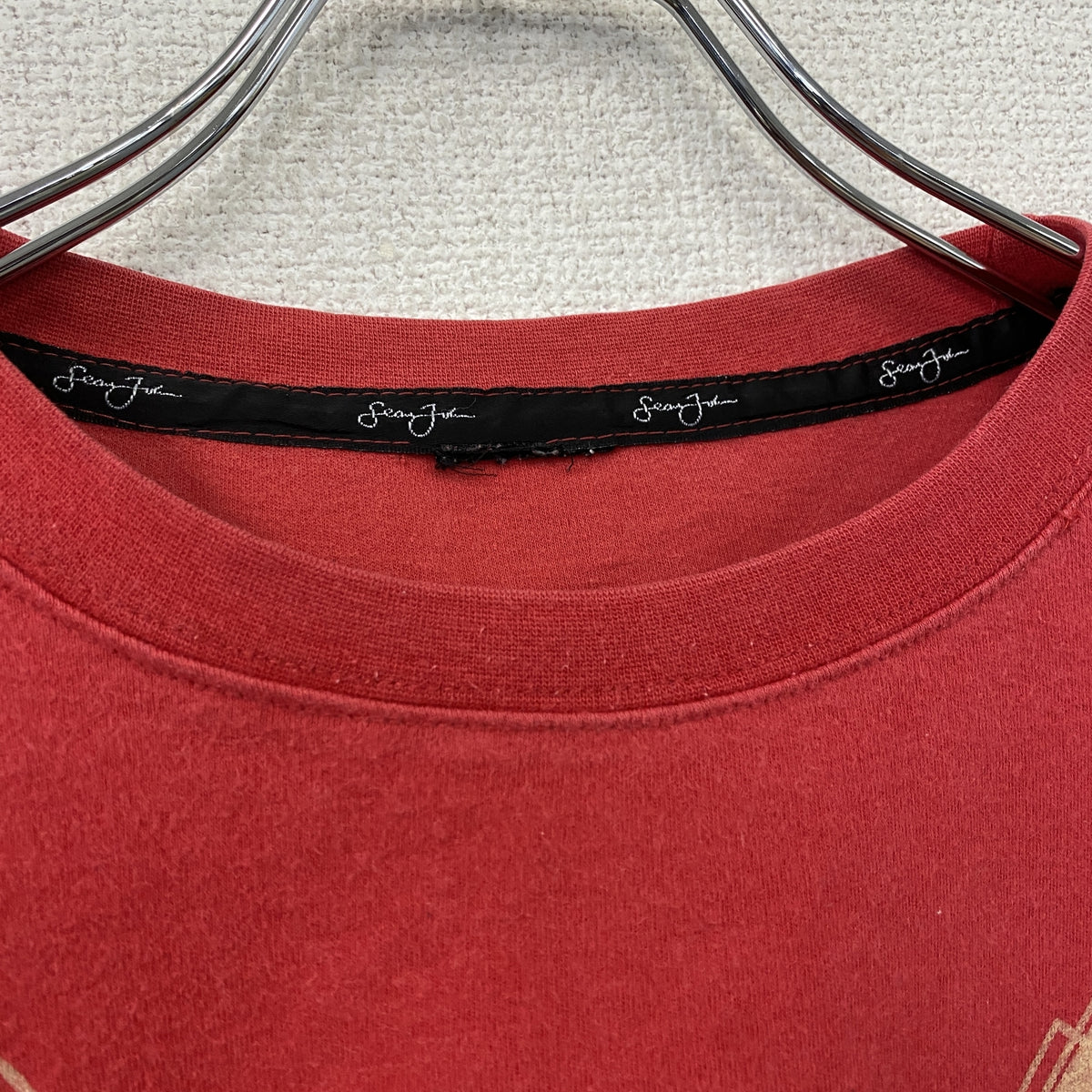 SEAN JOHN　シーンジョン　半袖プリントTシャツ　赤　レッド　古着