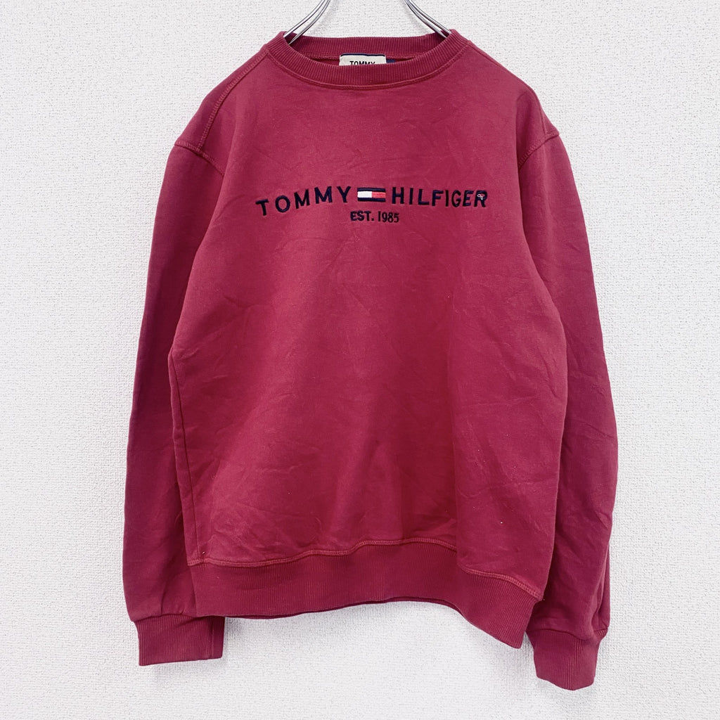 TOMMY JEANS　トミージーンズ　スウェット/トレーナー　デカロゴ　赤　レッド　Sサイズ　古着