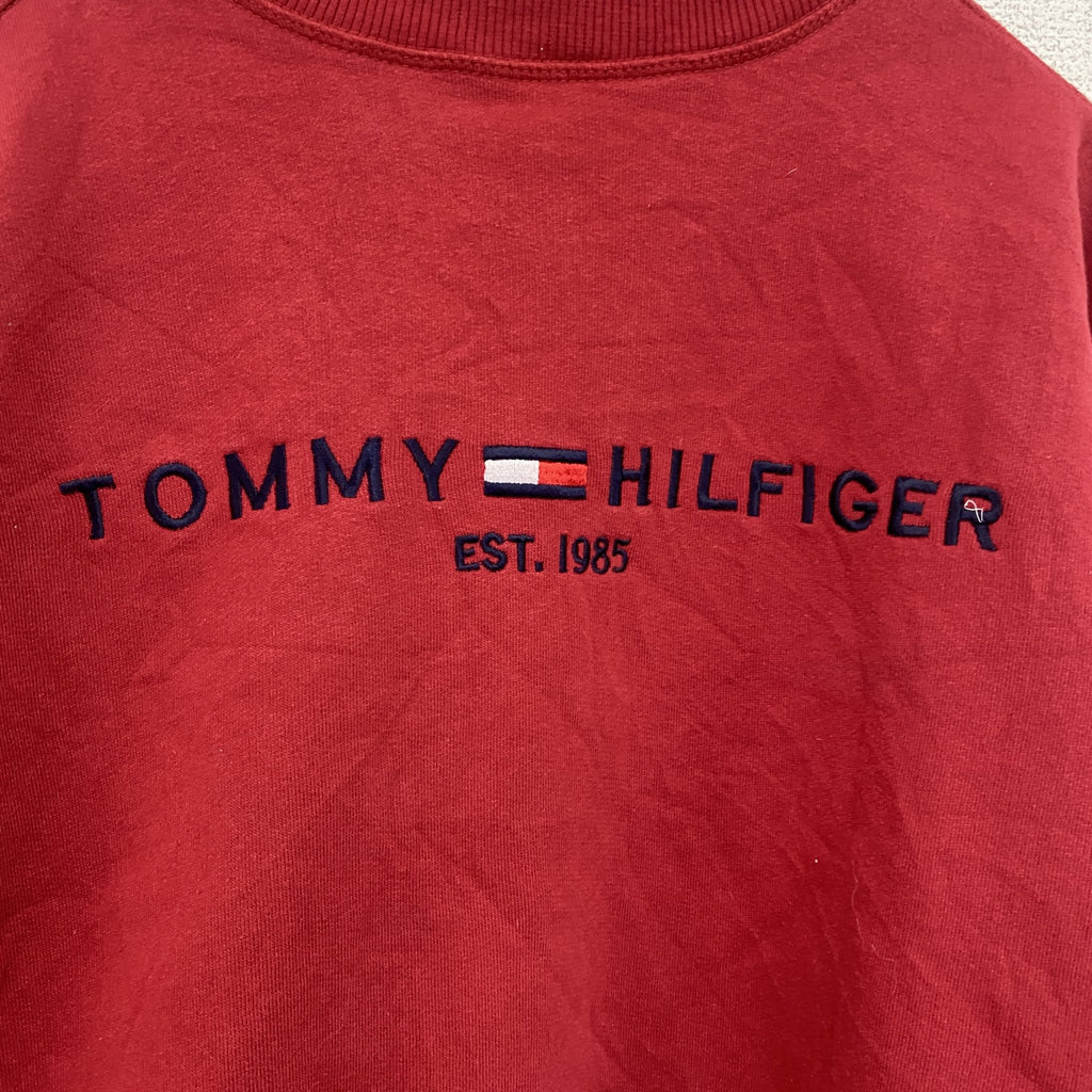 TOMMY JEANS　トミージーンズ　スウェット/トレーナー　デカロゴ　赤　レッド　Sサイズ　古着