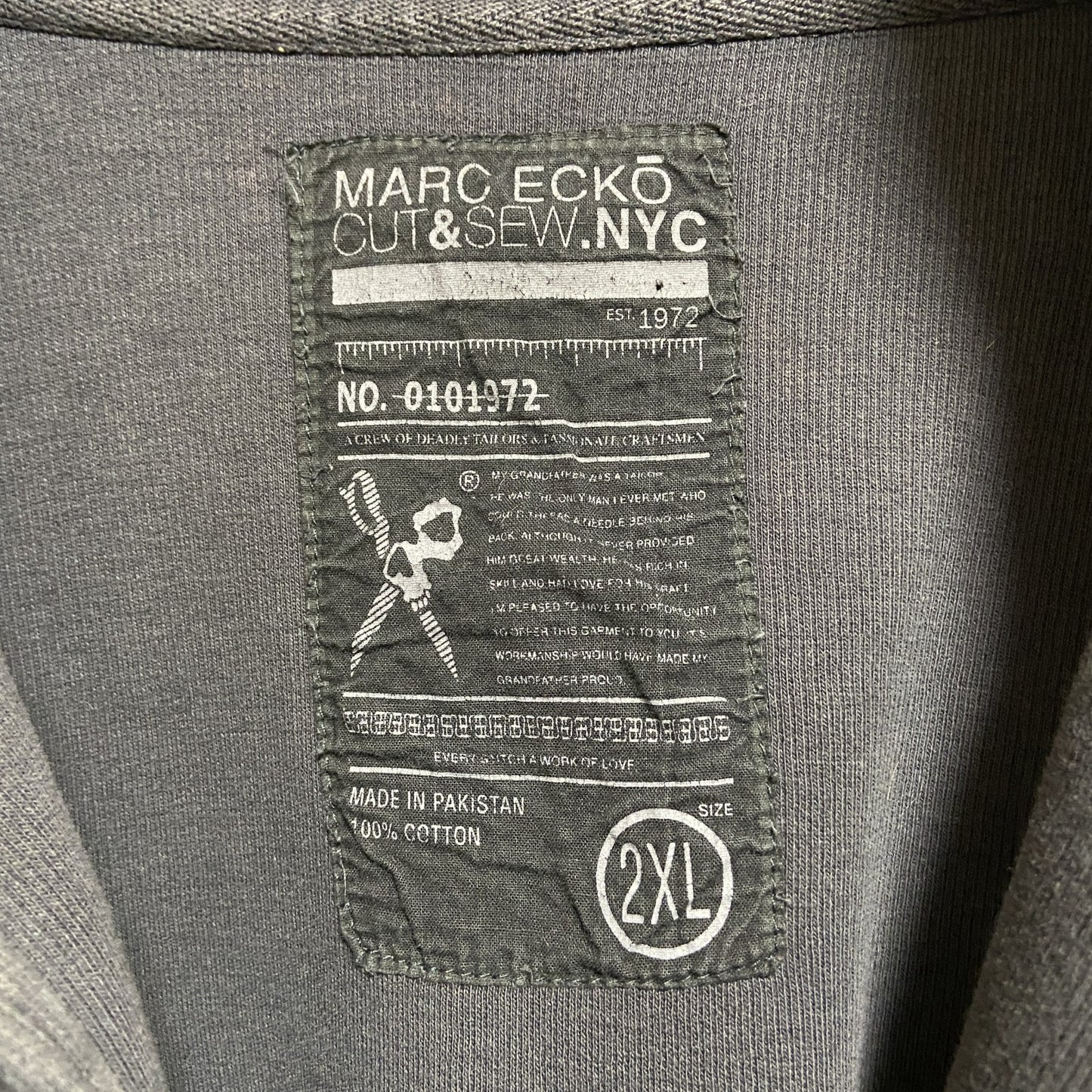 古着 used　MARCECKO　マークエコー　長袖ハーフジップスウェット　トレーナー　コットン素材　ダークグレー　XXLサイズ