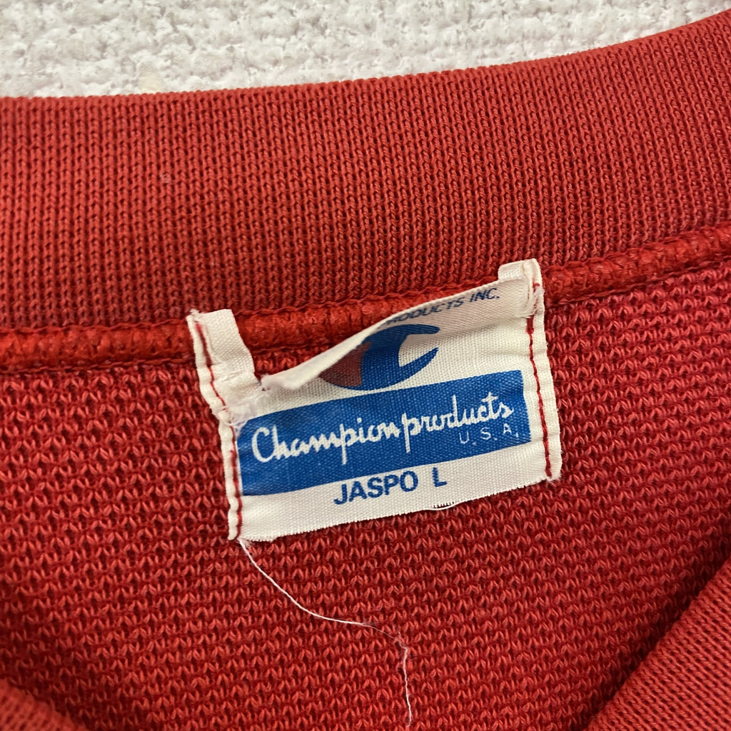 Champion　チャンピオン　スウェット/トレーナー　赤　レッド　Lサイズ スウェットトップス メンズ ポリエステル 古着
