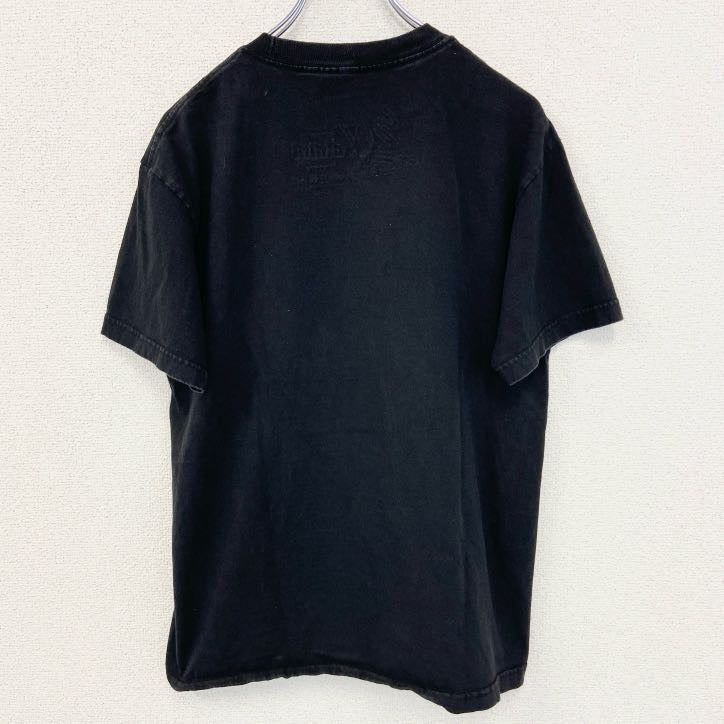 SUPPORT HUMANS　半袖プリントTシャツ　英字プリント　ドロップシャドウ　クルーネック　黒　ブラック　Mサイズ　古着