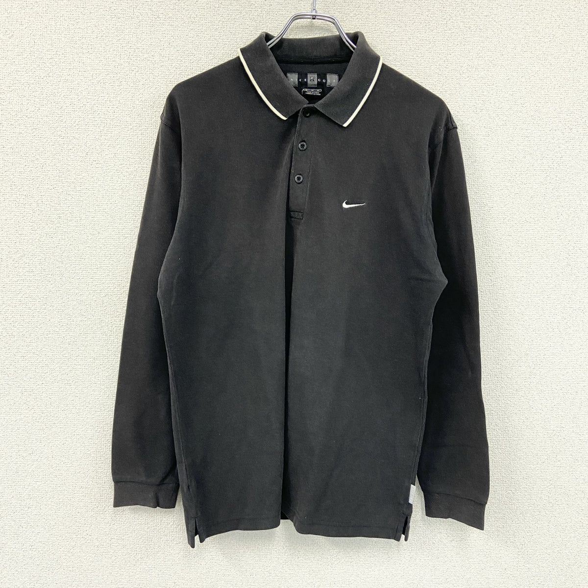 NIKE GOLF　ナイキゴルフ　長袖ポロシャツ　刺ロゴ　黒　ブラック　XLサイズ　古着