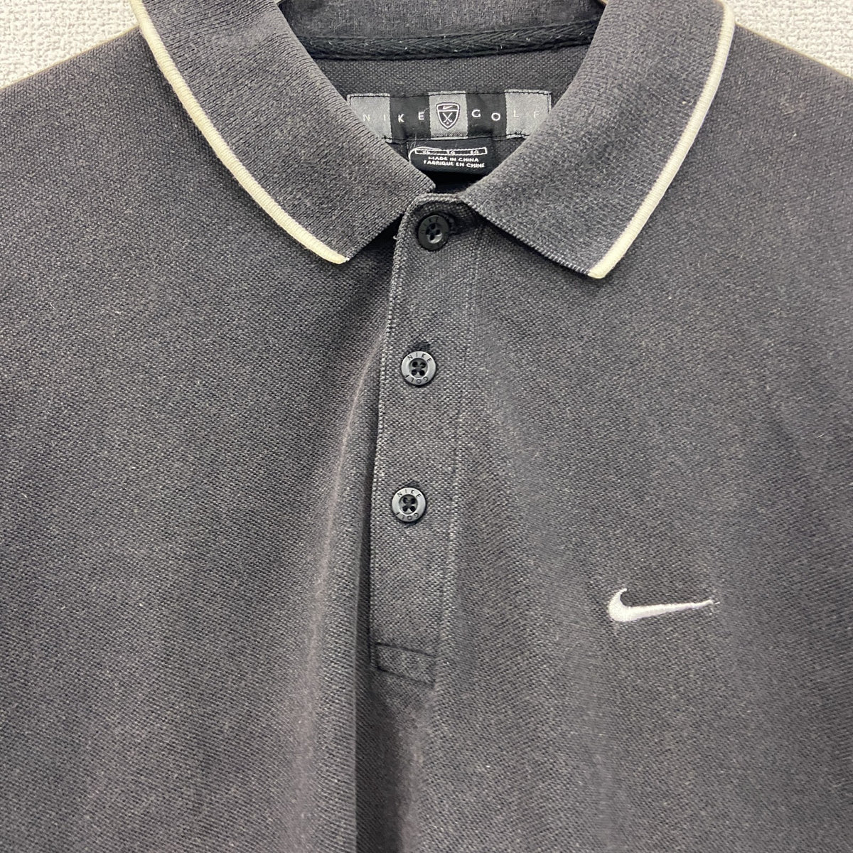 NIKE GOLF　ナイキゴルフ　長袖ポロシャツ　刺ロゴ　黒　ブラック　XLサイズ　古着