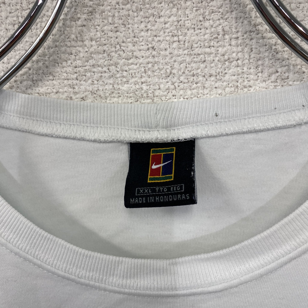 90s　NIKE　ナイキ　NIKE Court　ナイキコート　半袖Tシャツ　スウッシュ　ヴィンテージ　白　ホワイト　2XLサイズ　古着