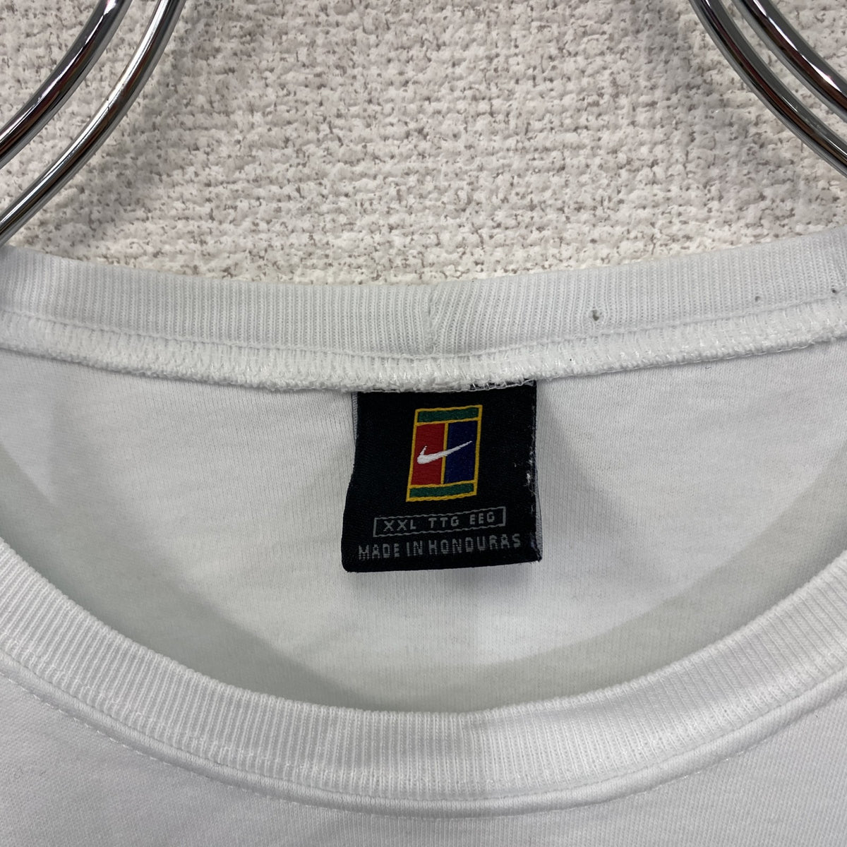 90s　NIKE　ナイキ　NIKE Court　ナイキコート　半袖Tシャツ　スウッシュ　ヴィンテージ　白　ホワイト　2XLサイズ　古着