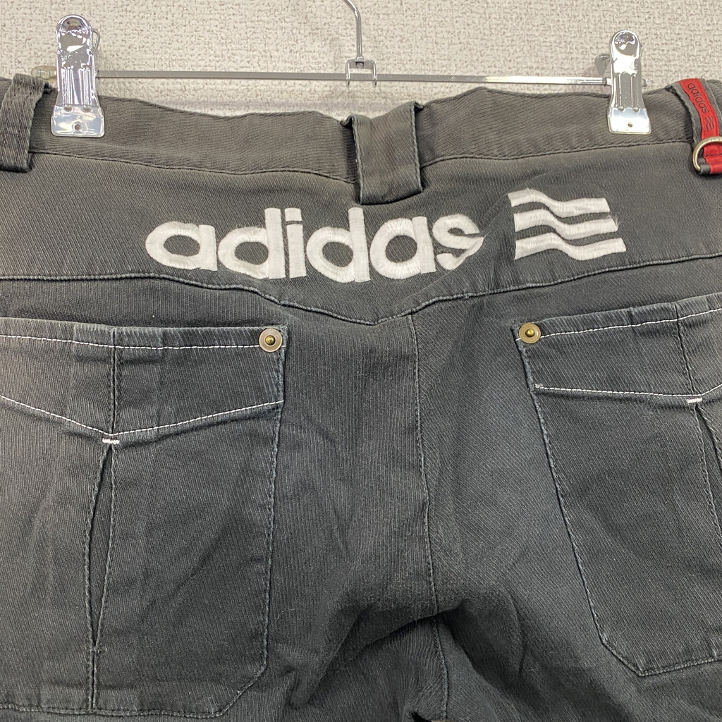 adidas　アディダス　ダストレッチパンツ　ジップフライ　黒　ブラック　76サイズ　古着