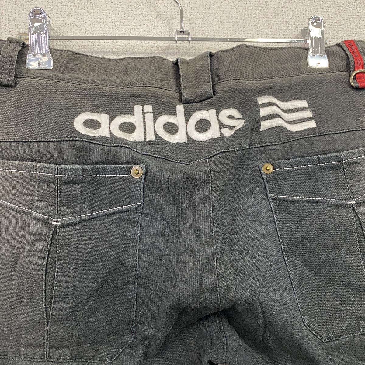 adidas　アディダス　ダストレッチパンツ　ジップフライ　黒　ブラック　76サイズ　古着