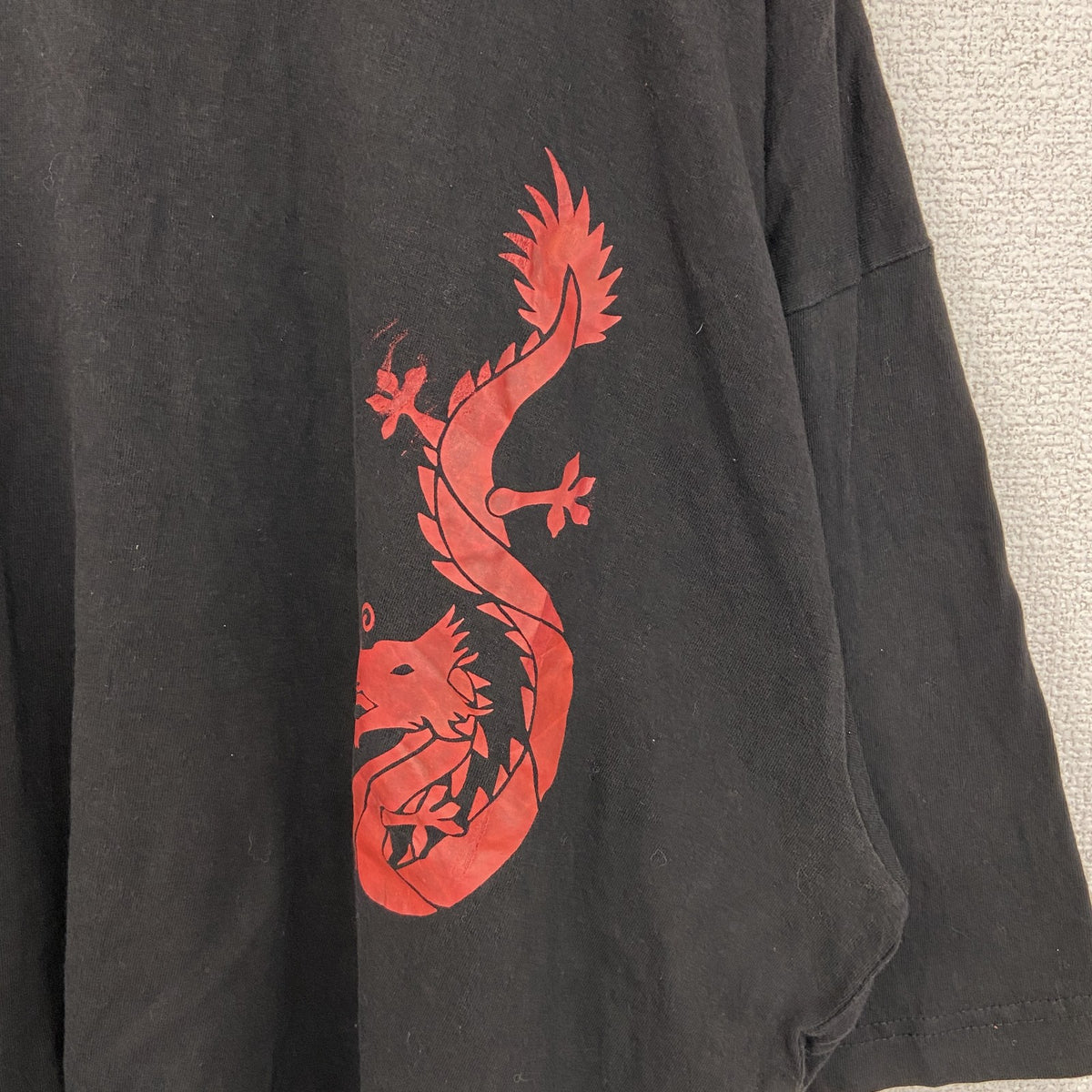 NATIONAL OPTION　半袖プリントTシャツ　ドラゴン　龍　レトロ　春夏服　黒　ブラック　クルーネック　XLサイズ　古着